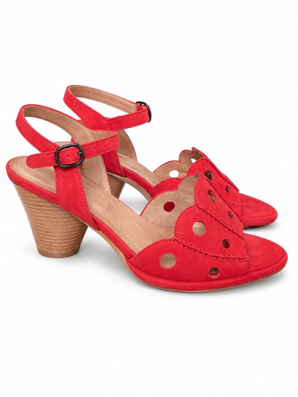 Anthropologie Red Suede Sandals